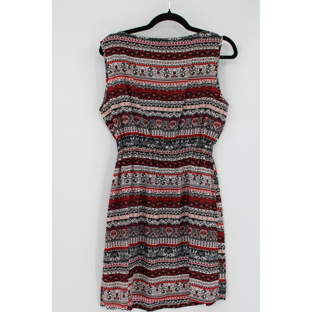 Feathers Dress Womens Large Boho Geometric Sleeveless Zip Pockets - Picture 7 of 8